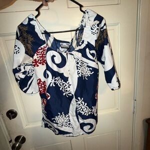 Manuhealii Navy, White, and Red Blouse